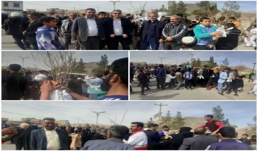 توزیع نهال رایگان در مراسم یوم الله 22 بهمن در شهرستان زیرکوه