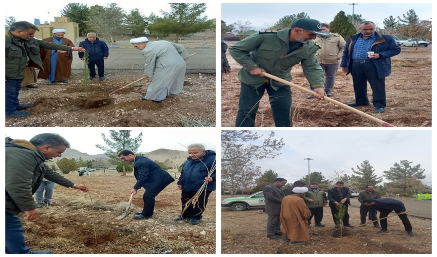 کاشت درخت توسط مسئولان شهرستان در اولین روز از هفته منابع طبیعی 